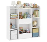 AIYAPLAY Meuble Rangement Enfant Bibliothèque 8 Compartiments Blanc