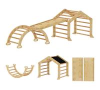 AIYAPLAY Montessori - Triangle d'escalade en bois 9 en 1 - Avec toboggan, arche d'escalade, rampe, aire de jeux d'intérieur avec tableau - Pour enfants de 1,5 à 4 ans