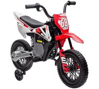 AIYAPLAY Moto cross électrique enfant 12V, 2 moteurs, 2 vitesses, 2,4–5 km/h, musique, rouge