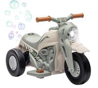 Moto électrique enfants AIYAPLAY 3 roues, 6 V, 3 km/h, avec fonction de bulles, effets lumineux et sonores, 2 à 5 ans, crème