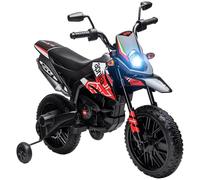 AIYAPLAY Moto électrique Enfants Moto Cross pour Enfant sous Licence Aprilia avec 2 Moteurs 12V, Vitesse Max. 6 km/h, Roues d'entraînement, Suspension à Ressort, lumière LED, Musique, USB - Rouge