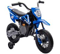 AIYAPLAY Moto électrique Enfants, Moto Cross pour Enfants, 2 Moteurs 12V Puissant, Vitesse Max. 5 km/h, Roues d'entraînement, système de Suspension, Musique, pour 3 à 6 Ans, Bleu
