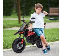 AIYAPLAY Moto électrique enfants sous licence Aprilia avec 2 moteurs 12V, roues d'entraînement, lumière LED, musique - rouge