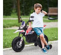 AIYAPLAY Moto électrique enfants sous licence Aprilia avec 2 moteurs 12V, roues d'entraînement, lumière LED, musique - blanc
