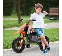AIYAPLAY Moto électrique pour enfant moto cross pour enfants de 3 à 6 ans 2 moteurs 12V vitesse max. 5 km/h 107x56x70cm orange