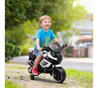 AIYAPLAY Moto électrique pour enfants 6V avec roues amovibles, phares et musiques, âge 18-36 mois, blanc