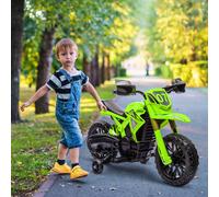 AIYAPLAY Moto électrique pour enfants, 6V Batterie-Antrieb, Roues de support, Klaxon, Bruit de démarrage, 3-8 ans, Vert