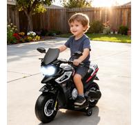 AIYAPLAY Moto électrique pour enfants de 18-36 mois, véhicule à monter, roulettes, lumières, musique, plastique, acier, noir