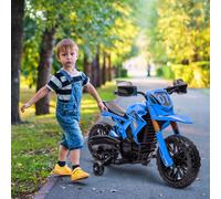 AIYAPLAY Moto Électrique pour Enfants de +3 Ans Moto de Batterie pour Enfants 12V avec Roues Auxiliaires et Klaxon Charge 30 kg Bleu