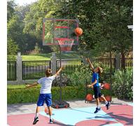 AIYAPLAY Panier de basket pour enfants, Panier de basket extérieur pour enfants, Hauteur réglable de 210 à 260 cm, avec roues, à partir de 6 ans, Rouge