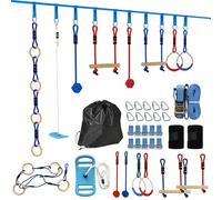 AIYAPLAY Parcours d'obstacles Ninja pour Enfants 10 m Charge 100 kg Slackline et Sac de Transport, équipement de Jeu extérieur pour Filles et garçons, Installation Facile, Multicolore