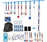 AIYAPLAY Parcours d'obstacles Ninja pour enfants 10 M kit de tyrolienne complet charge 100 kg, installation facile, multicolore