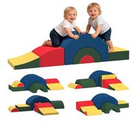 AIYAPLAY Parcours motricité bébé 5PCS, Module motricité bébé en Mousse EVA avec Housse en revêtement PU, Blocs Mousse de Construction, Jouets éducatifs Enfants d'âge préscolaire, Multicolore