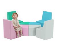 AIYAPLAY Parcours motricité bébé 8PCS, Module motricité bébé Mousse EPE et Housse en PU, Blocs Mousse de Construction, Design Table et chaises, Jouets éducatifs Enfants d'âge préscolaire, Multicolore