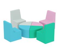 AIYAPLAY Parcours motricité bébé 8PCS, module motricité bébé mousse EPE et housse en PU, design table et chaises, multicolore