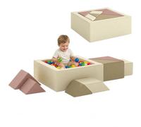 AIYAPLAY Parcours Motricité Bébé 9PCS avec Piscine à Balles Multicolore | Module en Mousse Souple, Housse en Velours Côtelé, Blocs de Construction Éducatifs, pour Enfants d'Âge Préscolaire