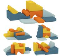 AIYAPLAY Parcours Motricité Bébé 9PCS Module Mousse Velours Multicolore | Housse Amovible Revêtement Velours, Blocs Mousse Construction, Jouets Éducatifs Enfants d'Âge Préscolaire
