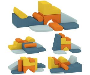 AIYAPLAY Parcours Motricité Bébé 9PCS Module Mousse Velours Multicolore | Housse Amovible Revêtement Velours, Blocs Mousse Construction, Jouets Éducatifs Enfants d'Âge Préscolaire