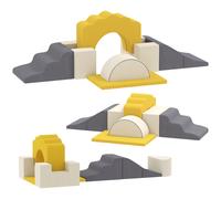 AIYAPLAY Parcours motricité bébé blocs mousse éducatifs modulable 7 pièces avec housse lavable en velours sécurité renforcé jaune