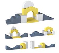 AIYAPLAY Parcours motricité bébé blocs mousse éducatifs modulables 7 pièces housse lavable en velours base antidérapante jaune