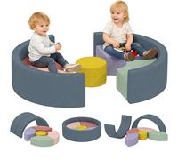 AIYAPLAY Parcours motricité bébé en Mousse 7 PCS, Module motricité bébé avec Housse Lavable, Jouets éducatifs Ramper et Grimper pour Enfants d'âge préscolaire, Multicolore