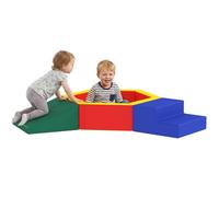 AIYAPLAY Parcours motricité bébé en Mousse EPE avec Piscine à balles, Module motricité bébé avec Housse en PU, Soft Play Corner Climber, Jouets éducatifs Enfants d'âge préscolaire, Multicolore