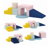 AIYAPLAY Parcours motricité bébé jouet d'escalade modulable 8 pièces housse lavable en velours 51 x 40 x 40 cm multicolore