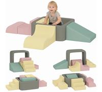AIYAPLAY Parcours motricité bébé modulable 7 pièces en Mousse avec sécurité renforcée, Blocs éducatifs, Housse Lavable en Velours côtelé, pour Enfants 3-6 Ans, Multicolore