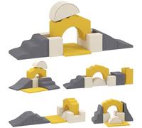 AIYAPLAY Parcours motricité bébé modulable, Blocs Mousse éducatifs, 7 pièces avec Housse Lavable en Velours, sécurité renforcé, Jeu de motricité intérieure pour Enfants 6 Mois à 3 Ans, Jaune