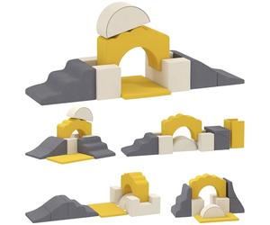 AIYAPLAY Parcours motricité bébé modulable, Blocs Mousse éducatifs, 7 pièces avec Housse Lavable en Velours, sécurité renforcé, Jeu de motricité intérieure pour Enfants 6 Mois à 3 Ans, Jaune