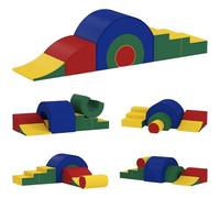 AIYAPLAY Parcours motricité bébé modulable, Jouets d'escalade, Mousse Blocs de Construction Jouets éducatifs, 5 Briques géantes en Mousse, Coins arrondis, pour Enfants 6 Mois à 6 Ans, Multicolore