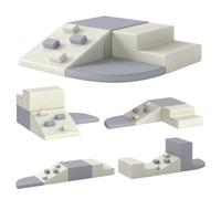 AIYAPLAY Parcours motricité Mousse 4 pcs Enfants intérieur, Gris Clair | Équipement de motricité en cuir PU à attaches auto-agrippantes antidérapantes, jeu d’escalade pour tout-petits