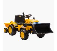 AIYAPLAY Pelleteuse Électrique pour Enfants 12V avec Benne, Remorque et Télécommande, Âge 3-8 Ans, Jaune