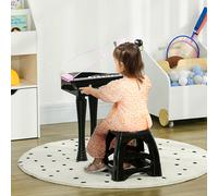 AIYAPLAY Piano enfant électronique 32 touches multifonctions avec micro haut parleur tabouret couvercle lumineux LED noir