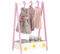 AIYAPLAY Porte-vêtements pour bébé, porte-vêtements pour enfants avec cintres, étagère de rangement pour la chambre, porte-vêtements pour enfants de 3 à 6 ans, rose.