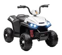 AIYAPLAY Quad électrique Enfant 12 V, Voiture électrique Enfants, Marche Avant et arrière, 2 Moteurs, Vitesse 5 km/h, klaxon, MP3, phares LED, pour Enfants 37-60 Mois, Blanc