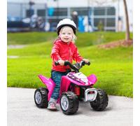 AIYAPLAY Quad électrique enfant 6 V, vitesse de 2,8 km/h, phares LED, klaxon, 4x4 enfant, poignée et selle ergonomique, rose