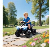 AIYAPLAY Quad électrique enfant 6V, voiture électrique enfants ATV, musique et phares LED, pour 3 à 8 ans, 70 x 42 x 45 cm, blanc