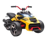 AIYAPLAY Quad électrique enfants 12V, design tricycle inversé, voiture électrique enfants 2 moteurs, lecteur MP3, klaxon, 2 vitesses, phares LED, cadeau pour garçons et filles âgés de 3 à 8 ans, jaune