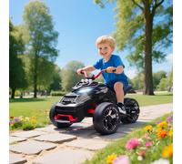 AIYAPLAY Quad électrique enfants voiture électrique enfants 12V 3 roues 2 moteurs lecteur MP3, klaxon, 2 vitesses 3-5 km/h noir