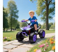 AIYAPLAY Quad électrique pour enfants, Véhicule électrique 24V avec 4 roues, phares, Port USB, fonction MP3, 6,5 km/h, 3-8 ans