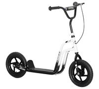 AIYAPLAY Scooter pour Enfants 5-12 Ans avec Grandes Roues de 30 cm et Guidon réglable, Scooter en Acier pour Enfants avec Frein arrière, béquille, Noir et Blanc