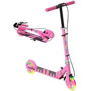 AIYAPLAY Scooter pour Les 3-8 Ans, Trottinette Pliante avec poignée réglable, Deux Roues Lumineuses, Frein à Main, Frein arrière, Rose