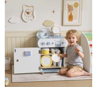 AIYAPLAY - Set cuisine avec évier, 32 accessoires (MDF), dès 3 ans, bleu clair