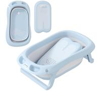 AIYAPLAY Set de 2 baignoires pour bébé, baignoire bébé pliable avec support, baignoire bébé antidérapante, bassin de bain, bac à douche pour jeunes enfants 0-3 ans, bleu clair