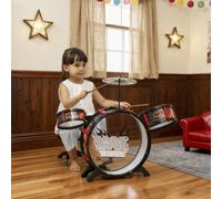 AIYAPLAY Set de Batterie Jouet pour Enfants avec Tabouret, Jeu Musical pour Enfants 3-6 Ans, Noir