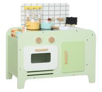AIYAPLAY Set de cuisine pour enfants, MDF, 15 accessoires, placards, 40 cm, dès 3 ans, vert