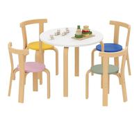 AIYAPLAY Set de tables et chaises pour enfants 3-8 ans 5 pièces avec bords arrondis et surfaces colorées, table et chaises en bois multicolores pour enfants