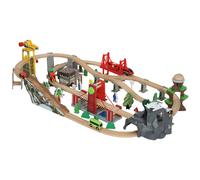 AIYAPLAY Set de Train en Bois pour Enfants, 100 Pièces, Jouets Ferroviaire Magnétique avec Grue, Pont, Hélicoptère, Multicolore