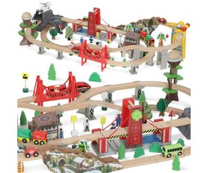 AIYAPLAY Set de Train en Bois pour Enfants Magnétique 100 Pièces